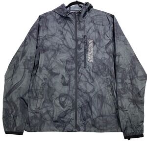 DC Shoes Mens Windbreaker Jacket Gray‎ Smoke Print Lightweight Hooded Coat